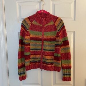 Talbots Petites Multicolored Zip Up Sweater Size P